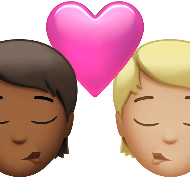 Kiss: Person, Person, Medium-Dark Skin Tone, Medium-Light Skin Tone