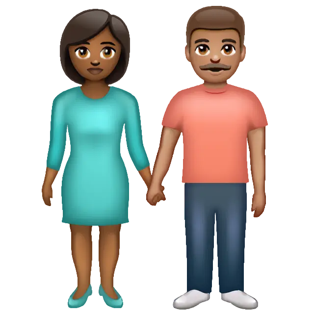 Woman And Man Holding Hands: Medium-Dark Skin Tone, Medium Skin Tone