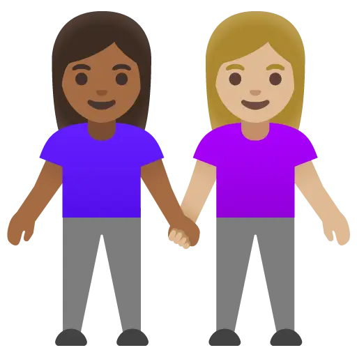 Woman and Man Holding Hands: Medium-Light Skin Tone, Medium-Dark Skin Tone