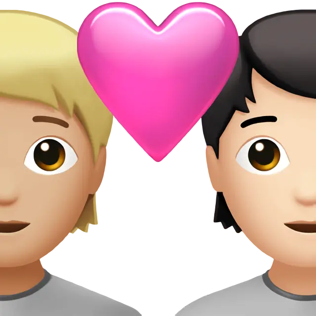 Couple with Heart: Person, Person, Medium-Light Skin Tone, Light Skin Tone