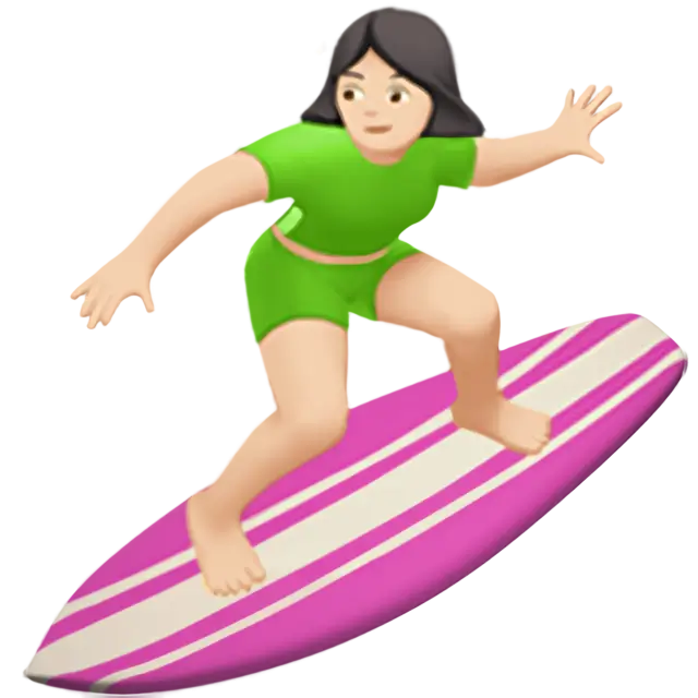 Woman Surfing: Light Skin Tone