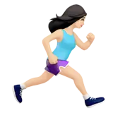 Woman Running Facing Right: Light Skin Tone