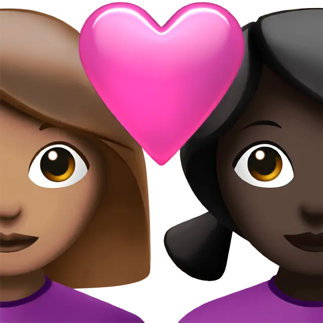 Couple with Heart: Woman, Woman, Medium Skin Tone, Dark Skin Tone