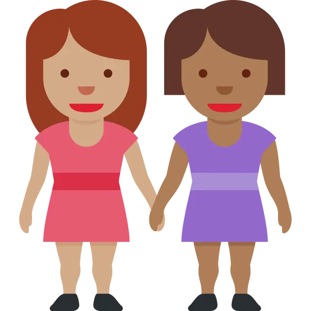 Women Holding Hands: Medium Skin Tone, Medium-Dark Skin Tone