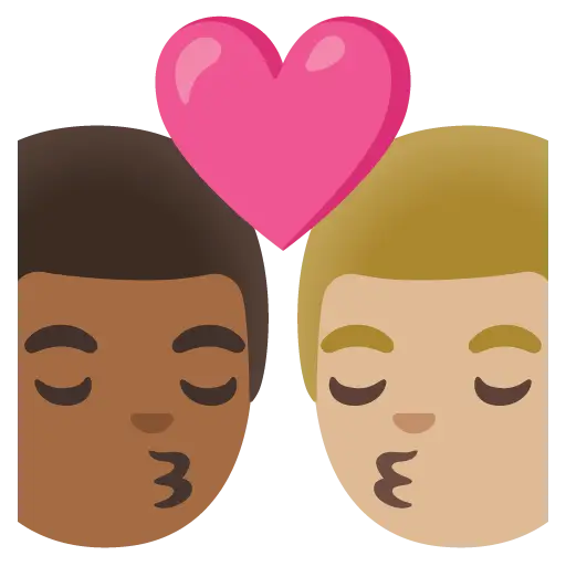 Kiss: Man, Man, Medium-Light Skin Tone, Medium-Dark Skin Tone