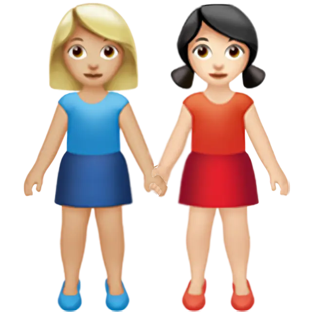 Women Holding Hands: Medium-Light Skin Tone, Light Skin Tone