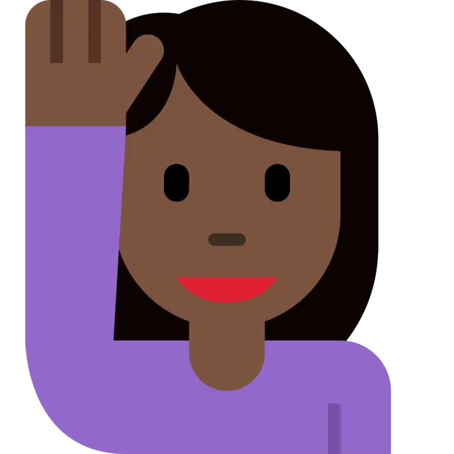 Woman Raising Hand: Dark Skin Tone