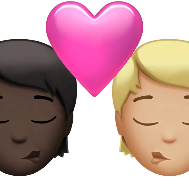 Kiss: Person, Person, Dark Skin Tone, Medium-Light Skin Tone