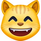 Rosto sorridente de gato com olhos sorridentes