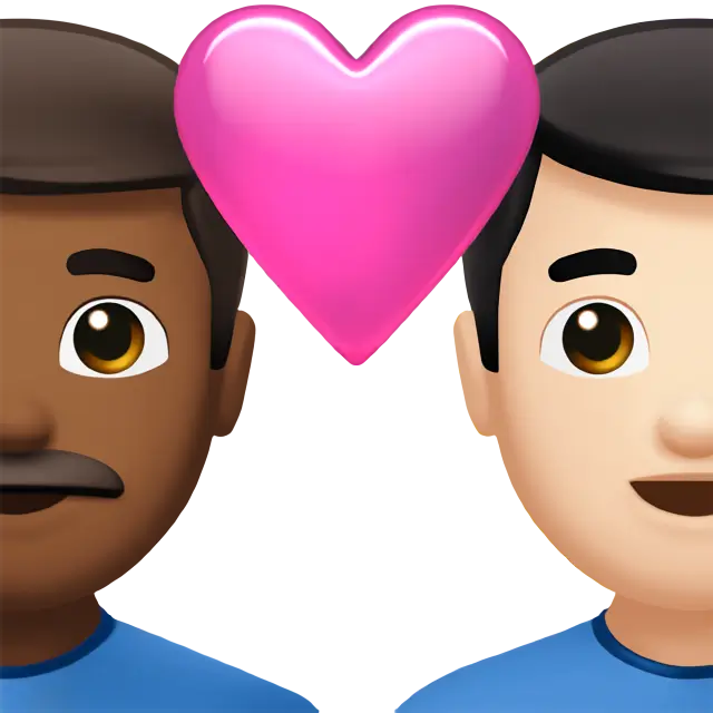 Couple with Heart: Man, Man, Medium-Dark Skin Tone, Light Skin Tone