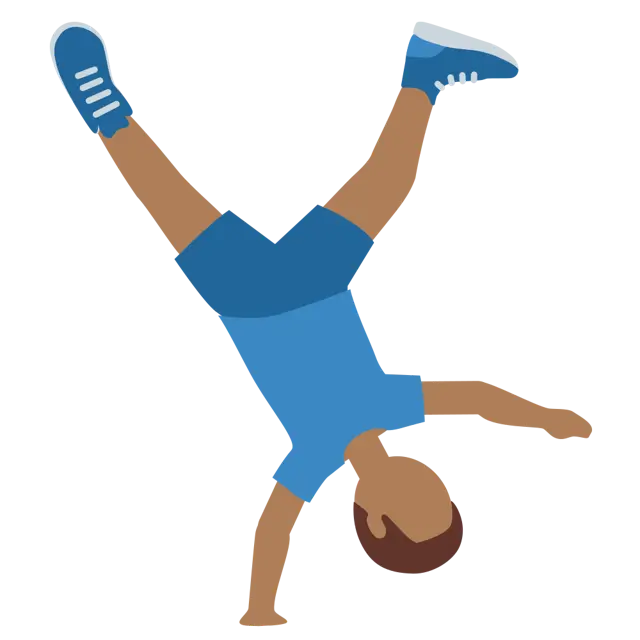 Man Cartwheeling: Medium-Dark Skin Tone