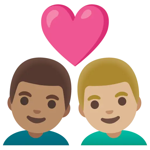 Couple with Heart: Man, Man, Medium-Light Skin Tone, Medium Skin Tone